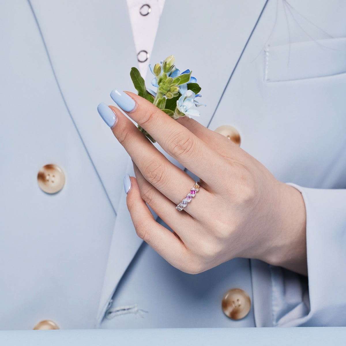 [Regalia jewelry]Delicate Vibrant Emerald Cut Daily Ring