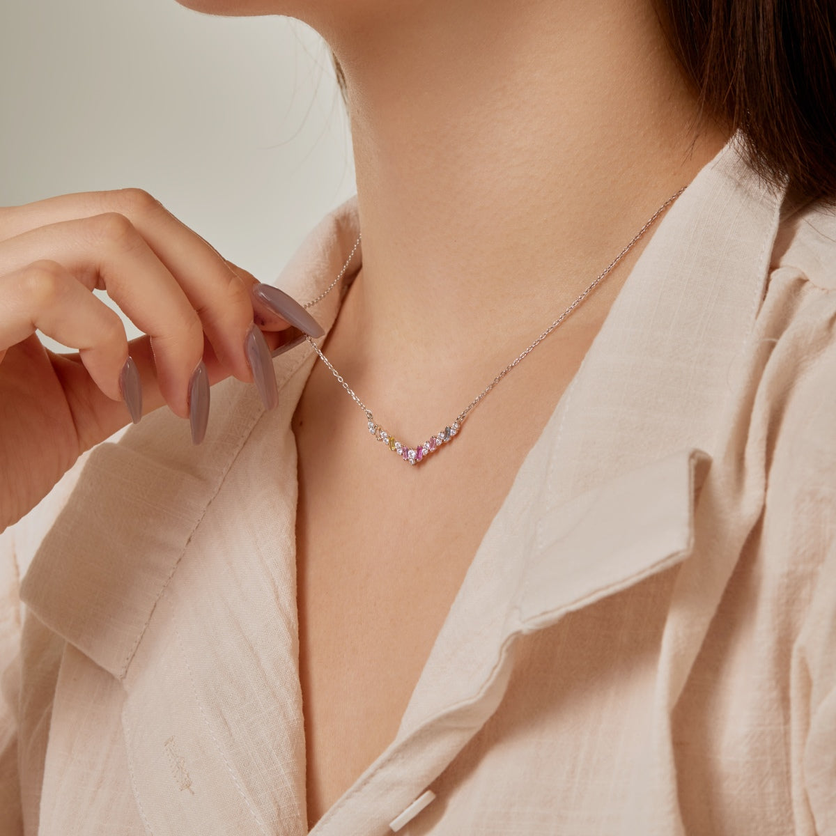 [Regalia jewelry]Dazzling Rainbow Necklace