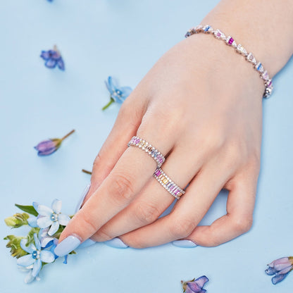 [Regalia jewelry]Dainty Kaleidoscopic Emerald Cut Daily Ring