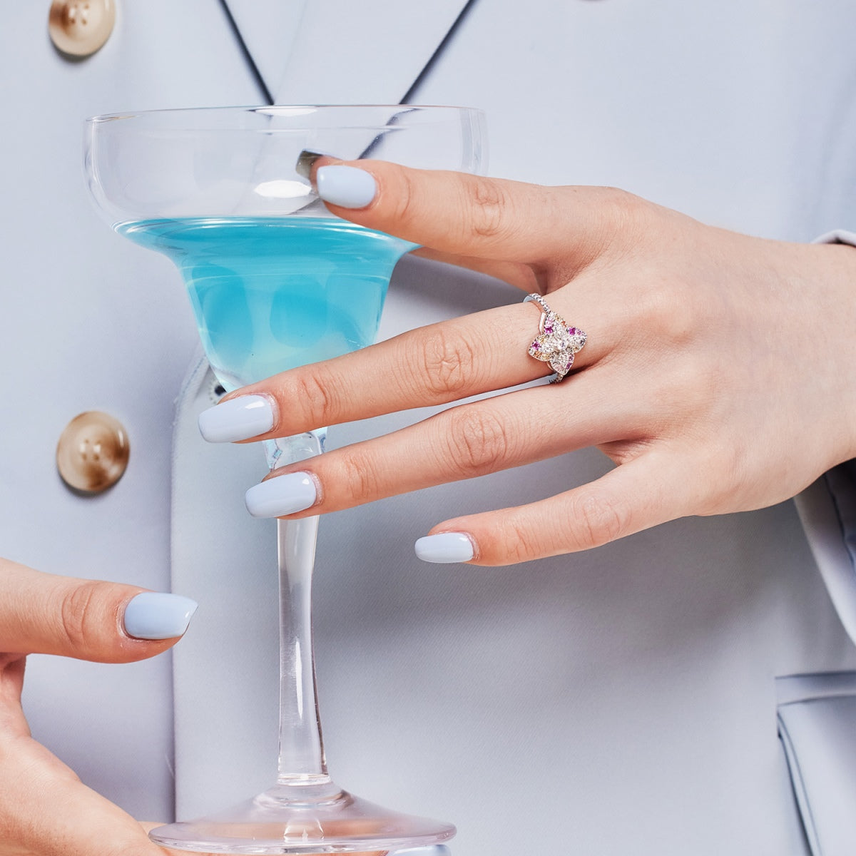 [Regalia jewelry]Luxurious Colorful Flower Shape Banquet Ring