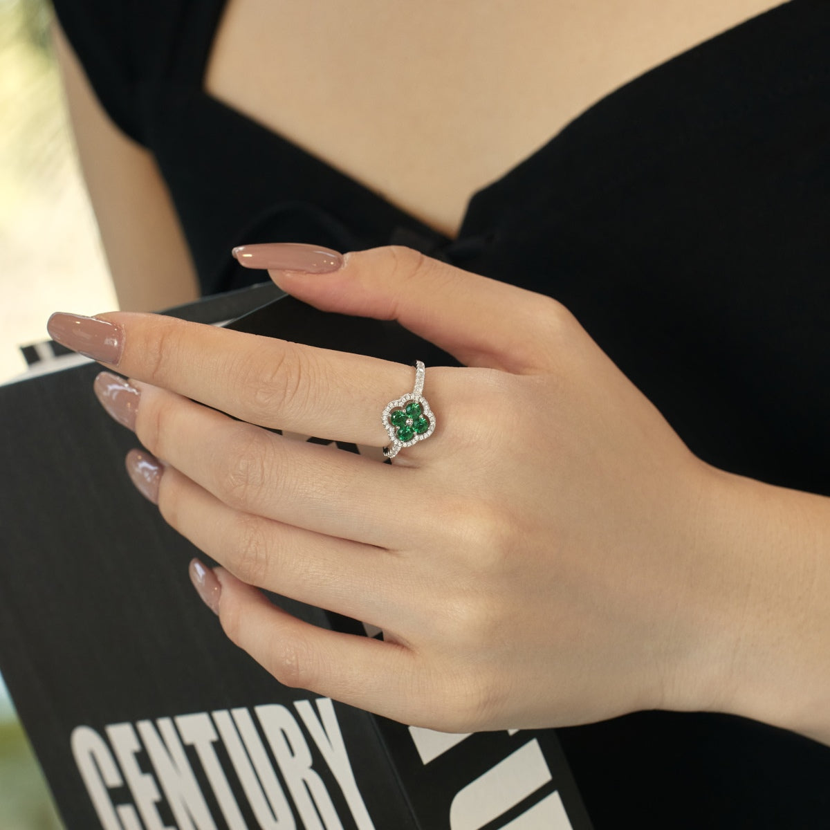 [Regalia jewelry]Four Leaf Clover Flower Design Ring
