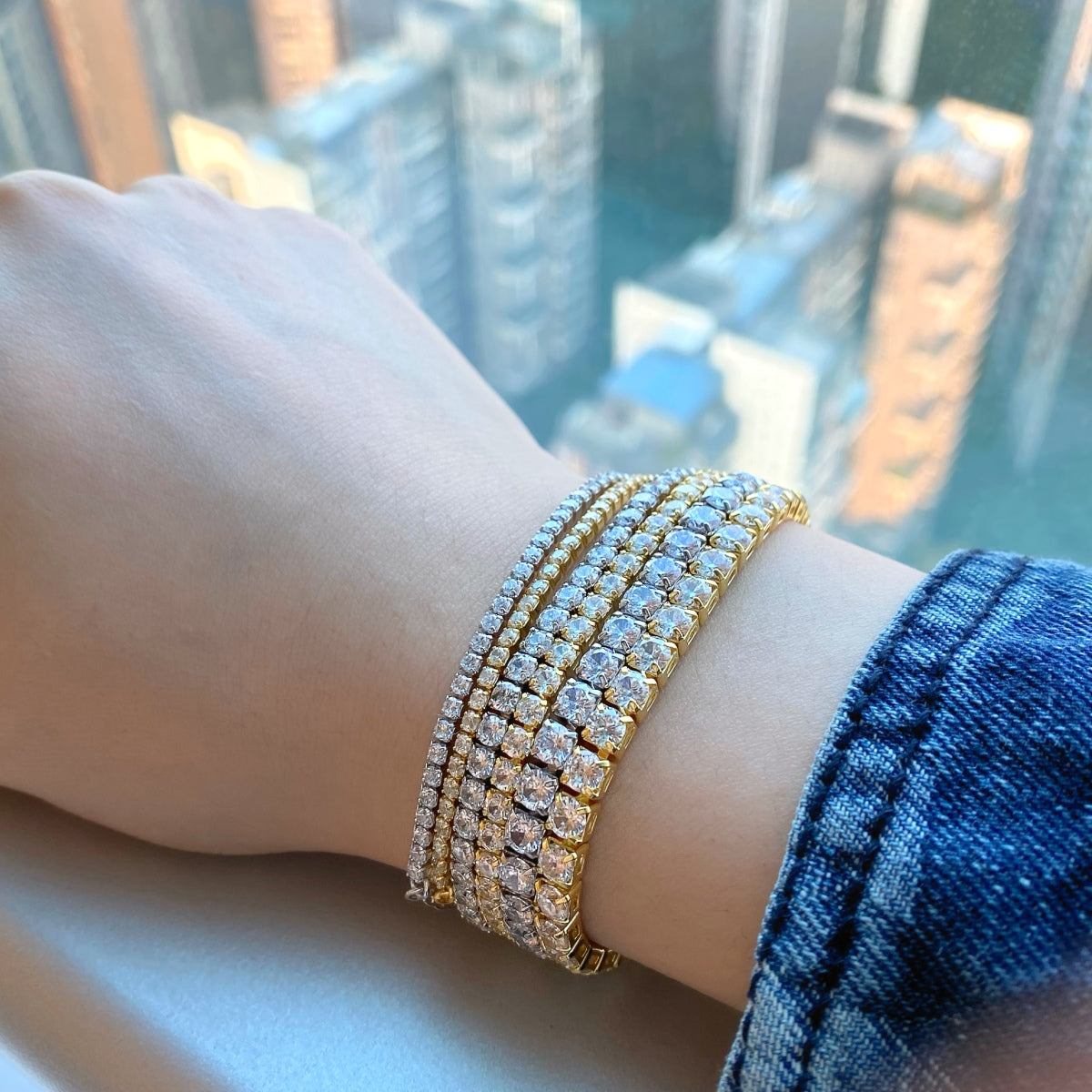 [Regalia jewelry]Sparkling Radiant Princess Cut Tennis Bracelet