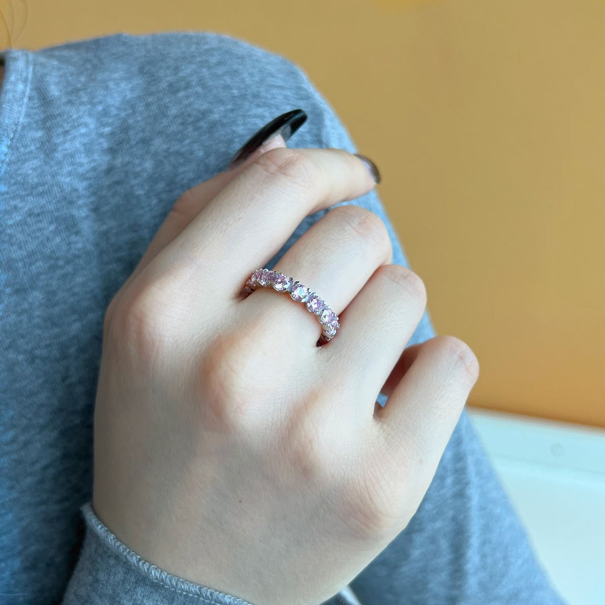 [Regalia jewelry]Eternity Round Cut Tennis Ring