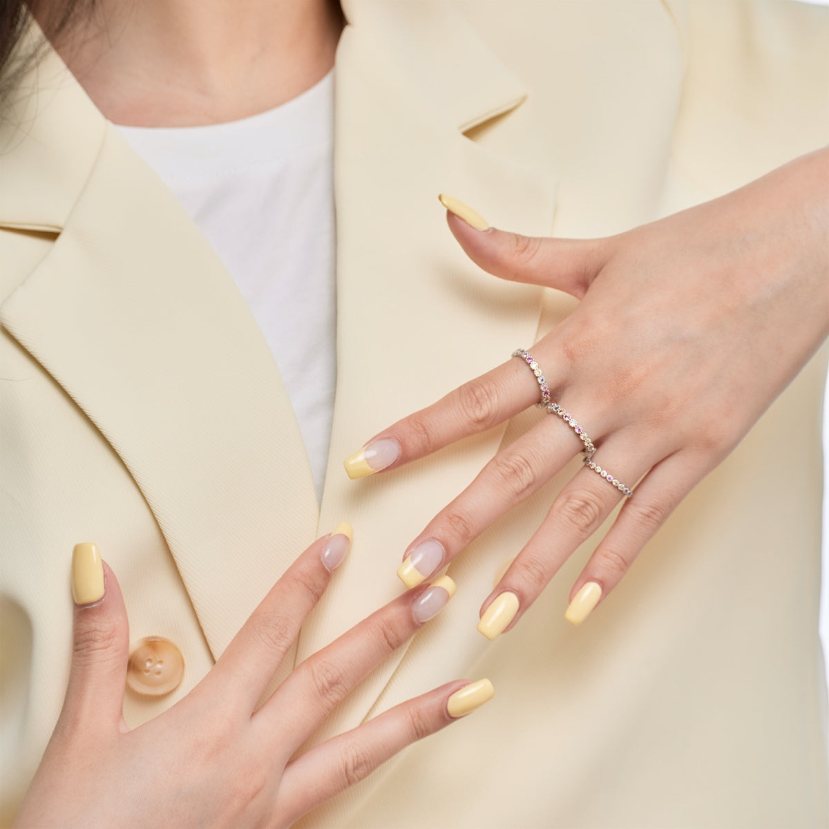 [Regalia jewelry]Ornate Colorful Round Cut Tennis Ring