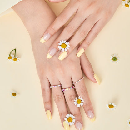 [Regalia jewelry]Ornate Colorful Round Cut Tennis Ring