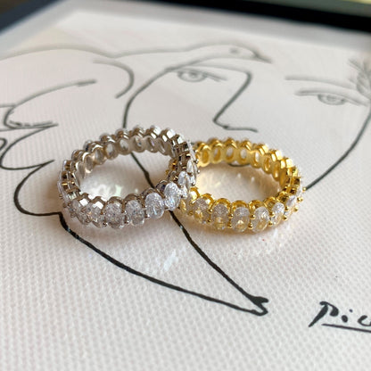 [Regalia jewelry]Ornate Oval Cut Tennis Ring