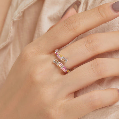 [Regalia jewelry]Charming Colorful Radiant Cut Adjustable Daily Ring