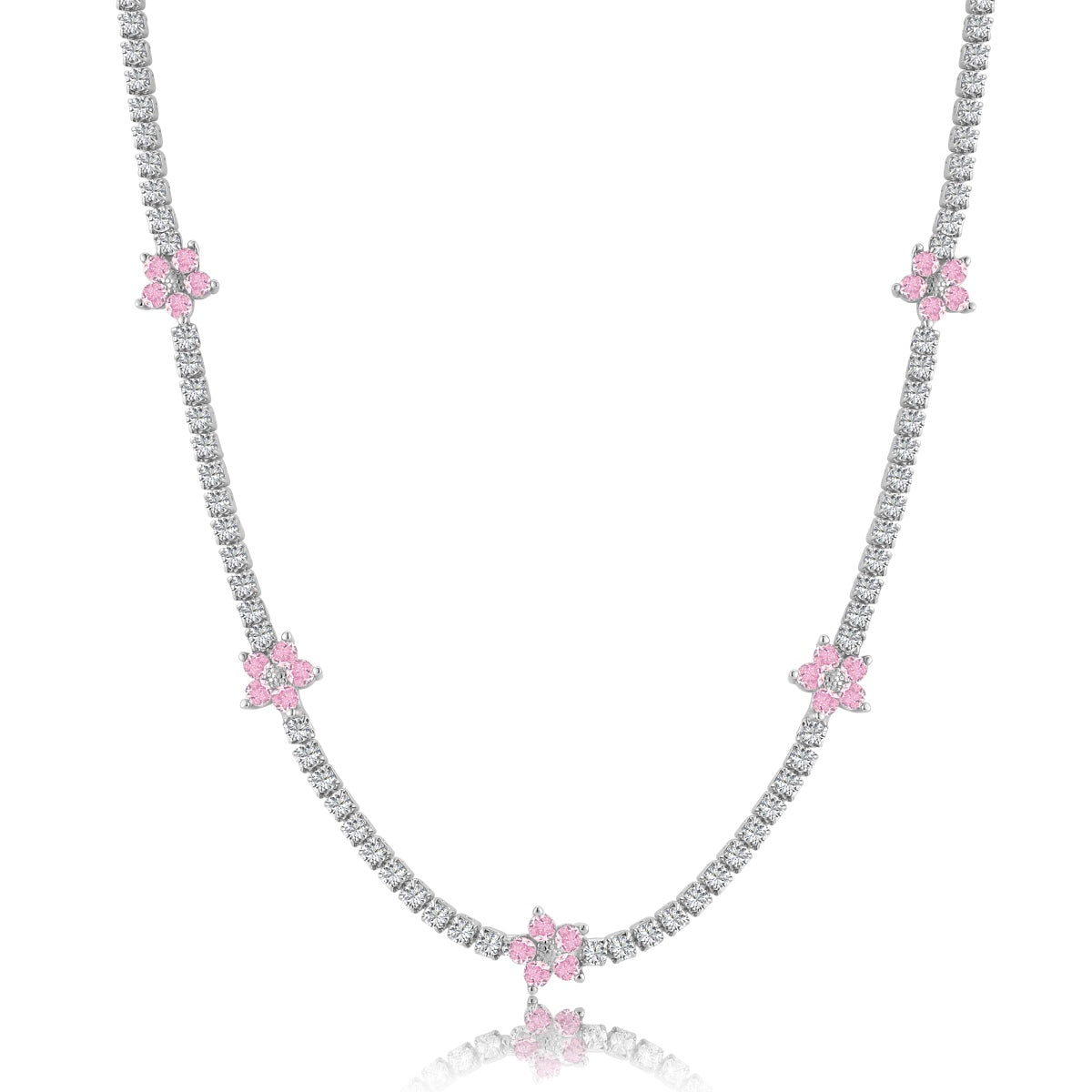 [Regalia jewelry]Luxurious Colorful Flower Tennis Necklace