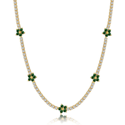 [Regalia jewelry]Luxurious Colorful Flower Tennis Necklace