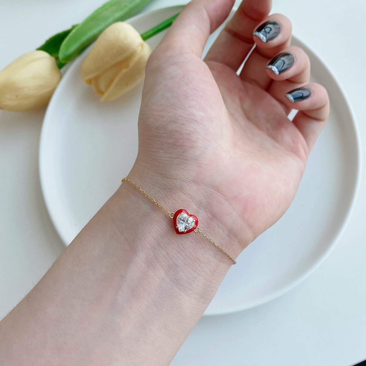 [Regalia jewelry]Sparkling Romantic Heart Shape Lover Bracelet