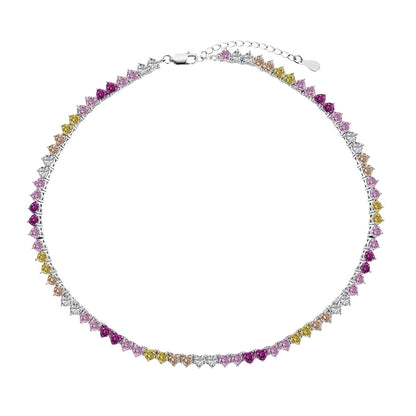 [Regalia jewelry]Sparkling Colorful Full Heart Tennis Necklace