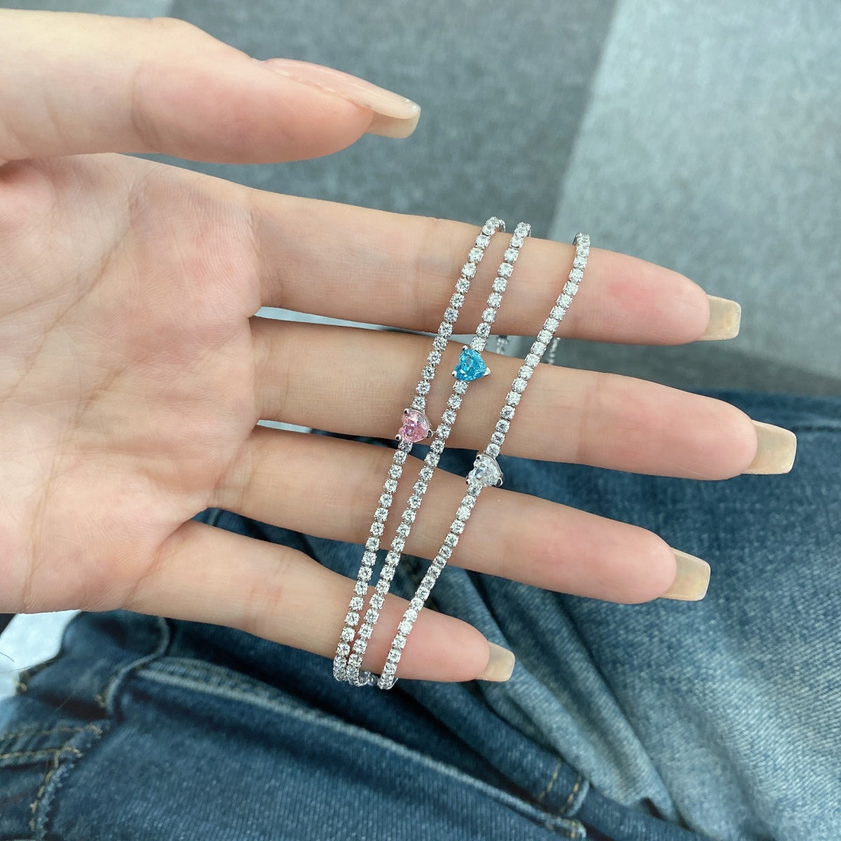 [Regalia jewelry]0.5 Carat Elegant Romantic Heart Shape Lover Bracelet