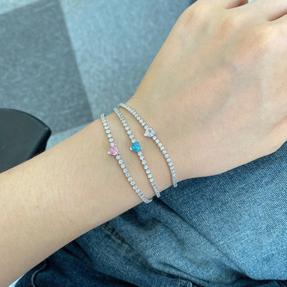 [Regalia jewelry]0.5 Carat Elegant Romantic Heart Shape Lover Bracelet