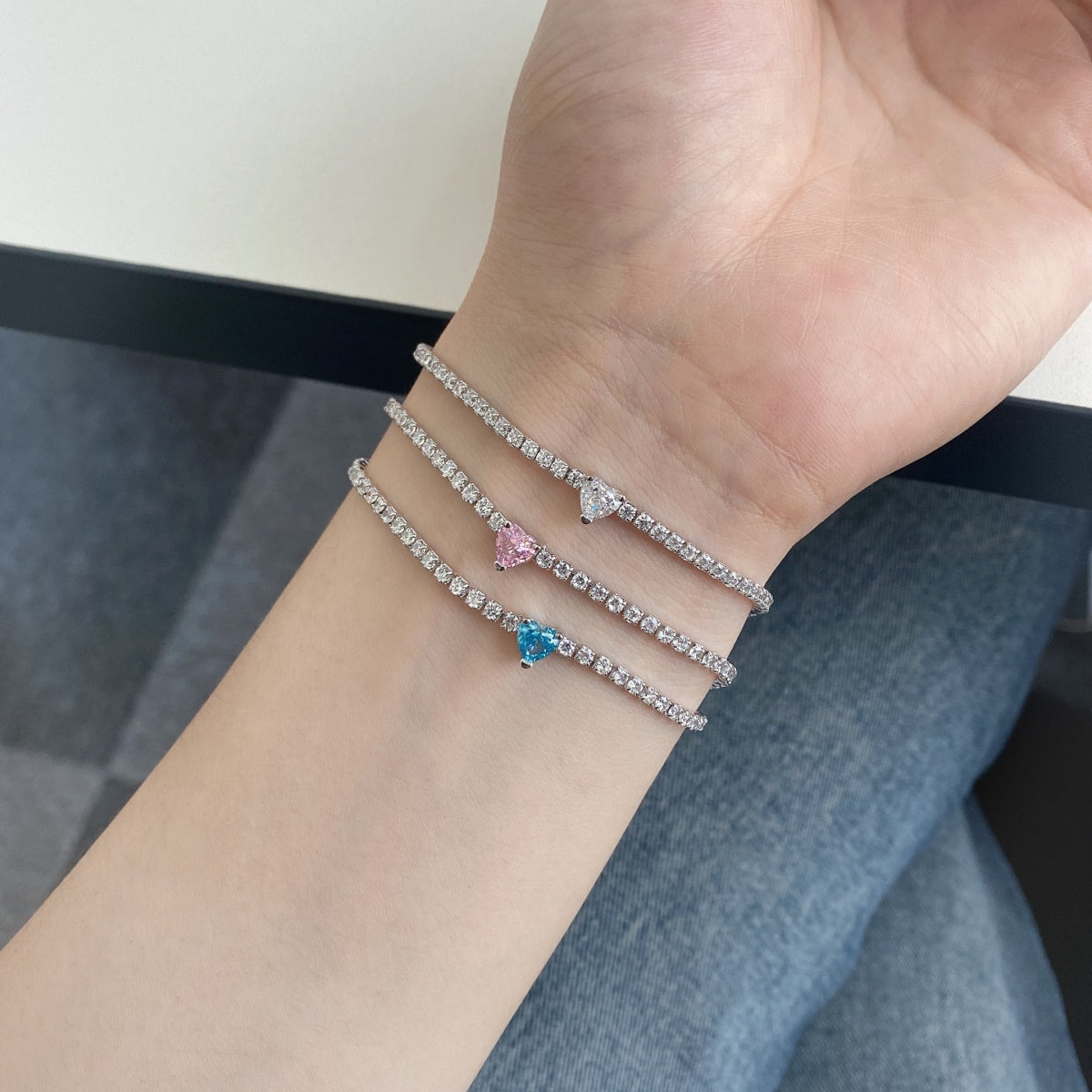 [Regalia jewelry]0.5 Carat Elegant Romantic Heart Shape Lover Bracelet