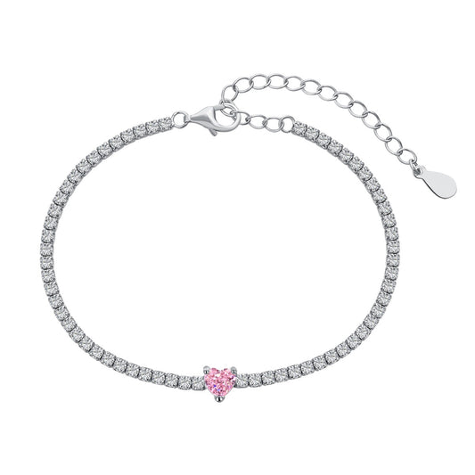[Regalia jewelry]0.5 Carat Elegant Romantic Heart Shape Lover Bracelet