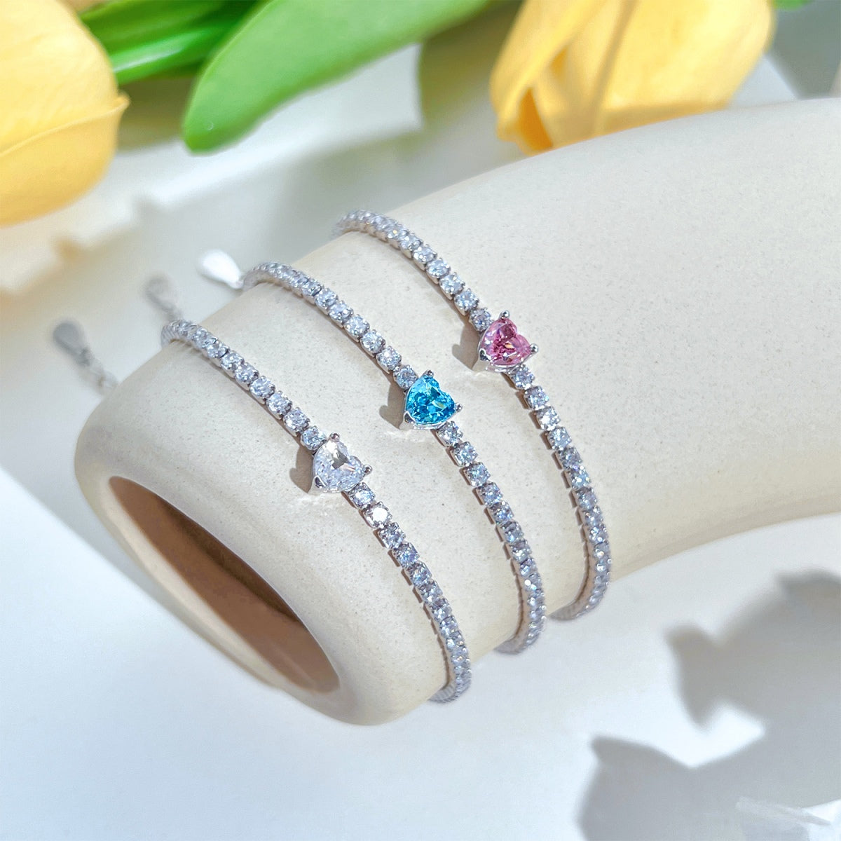 [Regalia jewelry]0.5 Carat Elegant Romantic Heart Shape Lover Bracelet