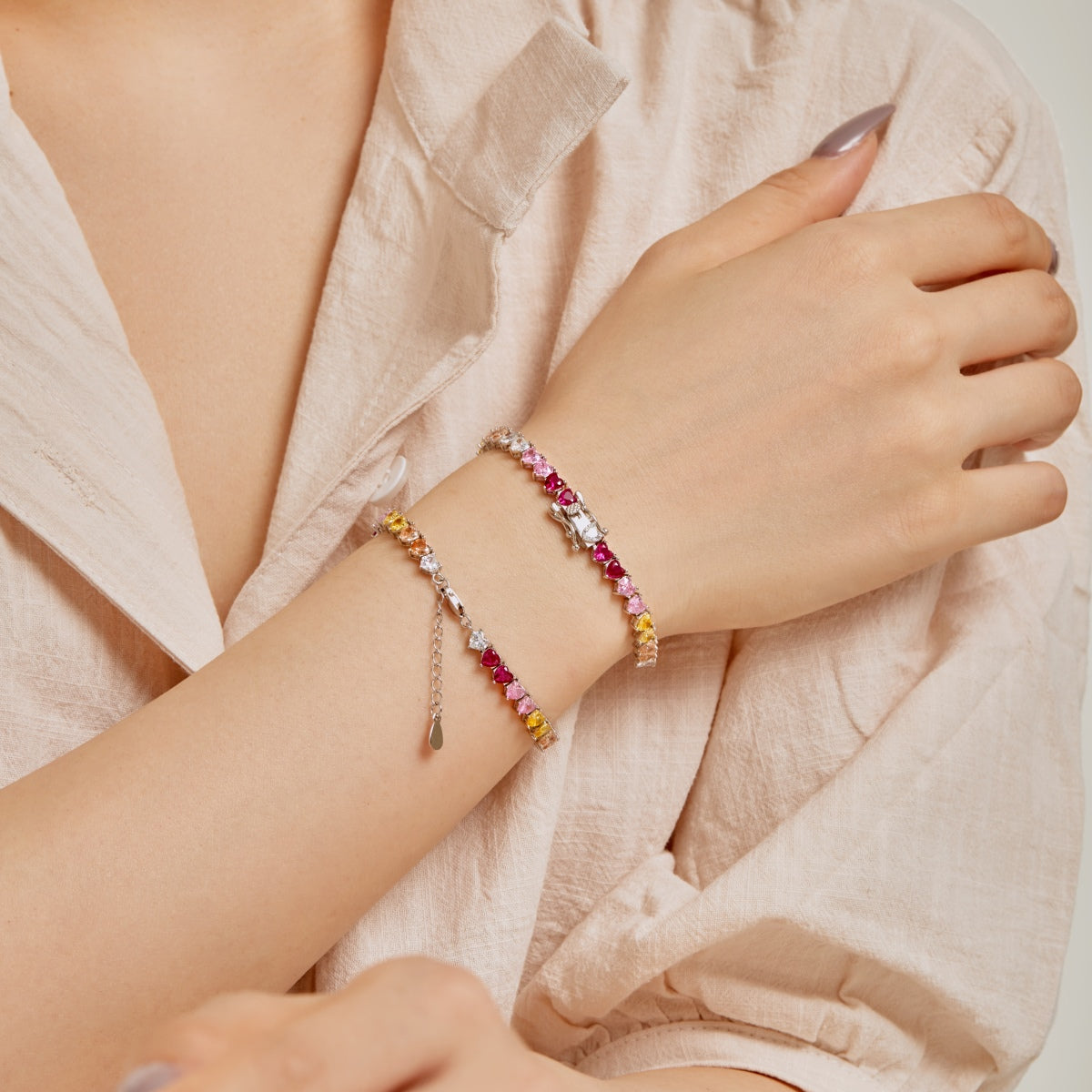[Regalia jewelry]Luxurious Colorful Romantic Heart Shape Lover Bracelet
