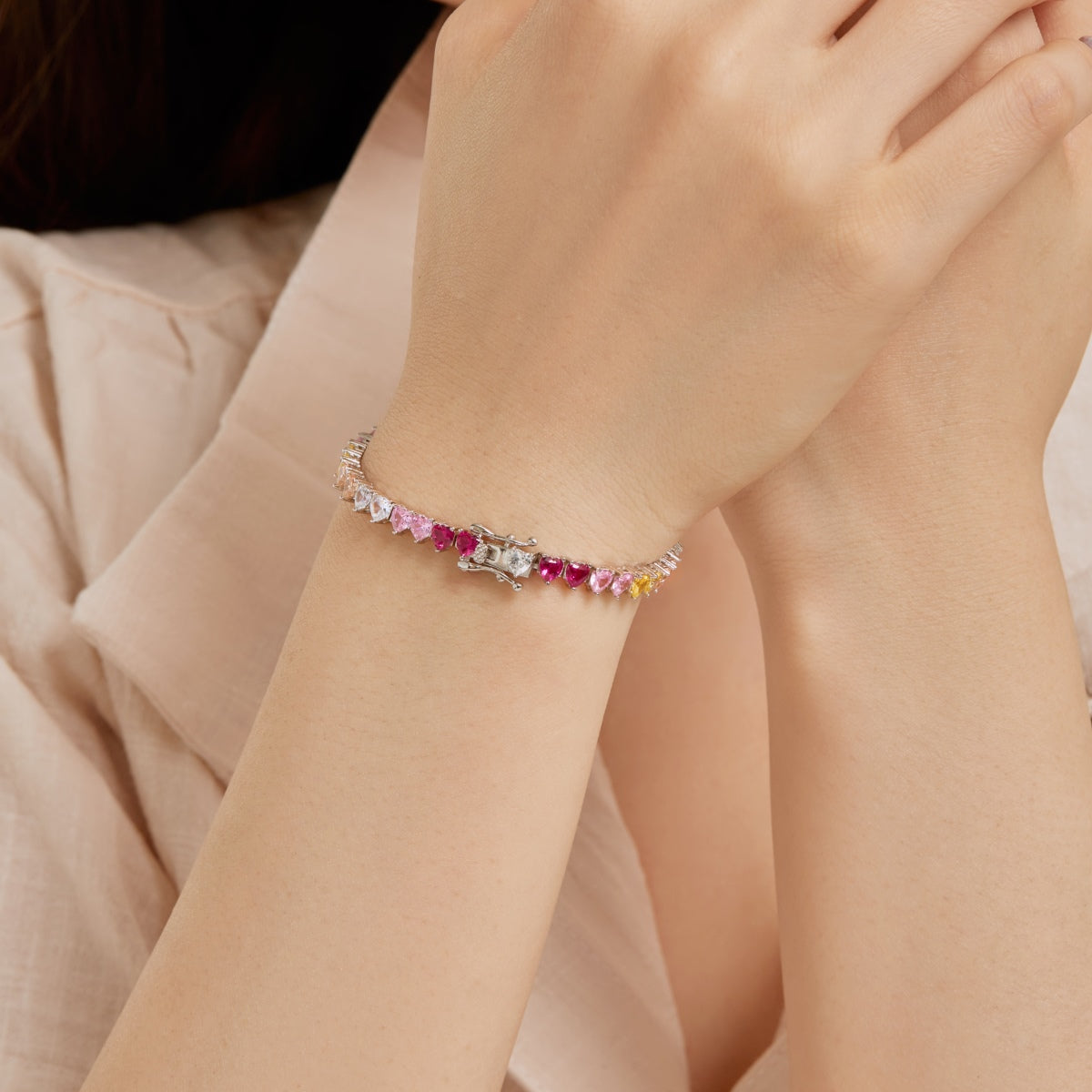 [Regalia jewelry]Luxurious Colorful Romantic Heart Shape Lover Bracelet
