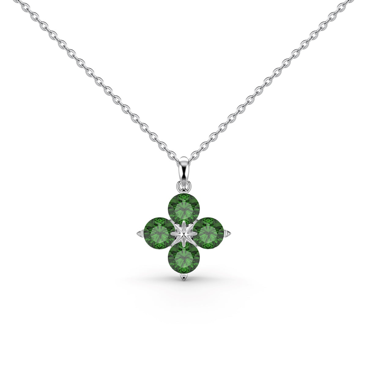 [Regalia jewelry]Four-Leaf Clover And Eight-Pointed Star Necklace