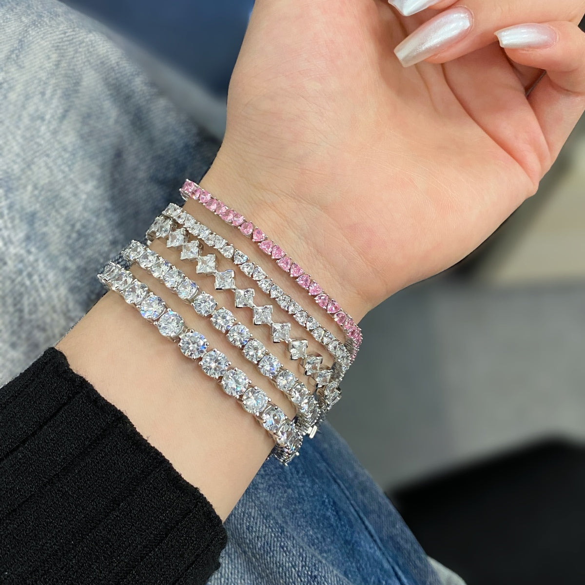 [Regalia jewelry]0.5 Carat Ornate Princess Cut Daily Bracelet