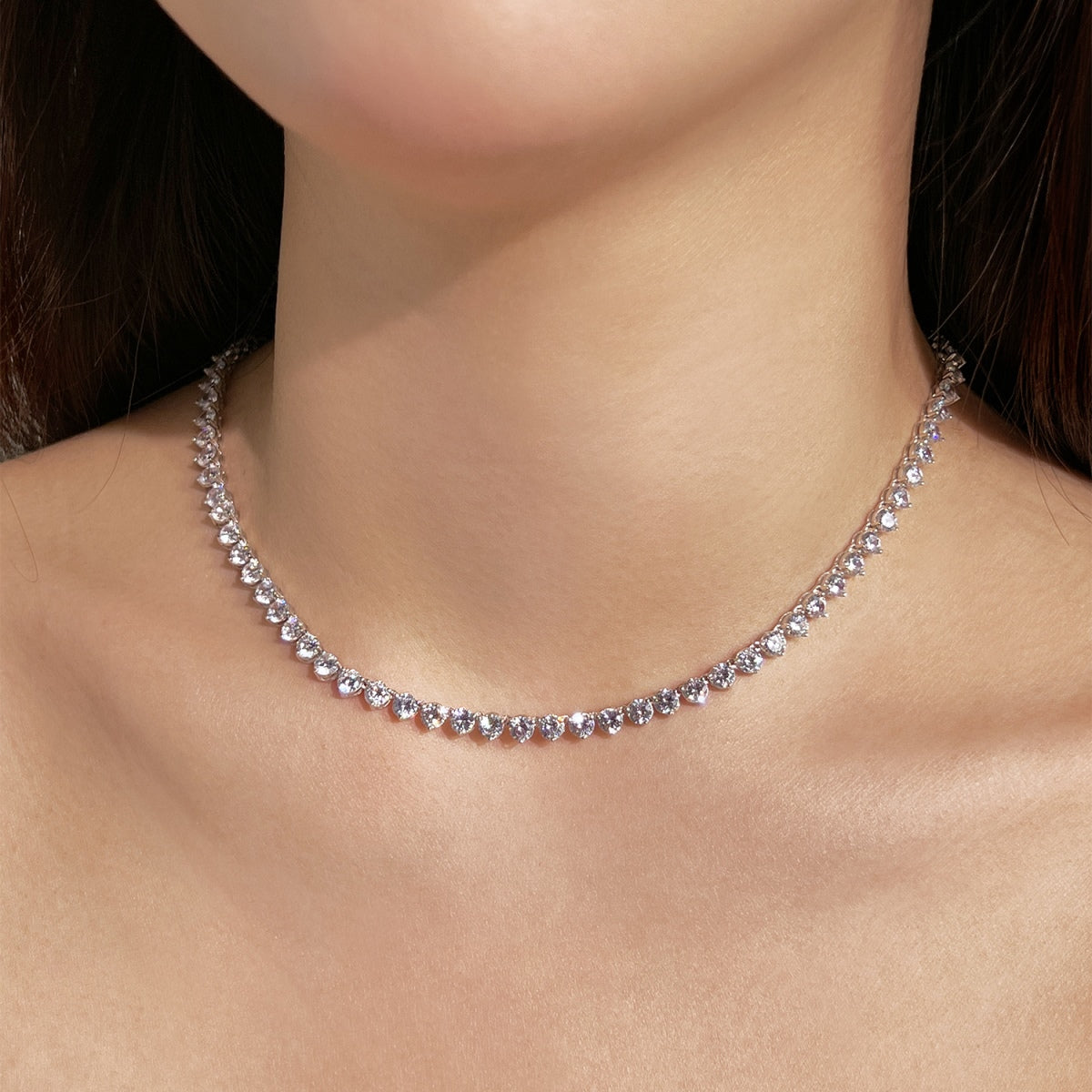 [Regalia jewelry]Ornate Heart Cut Tennis Necklace