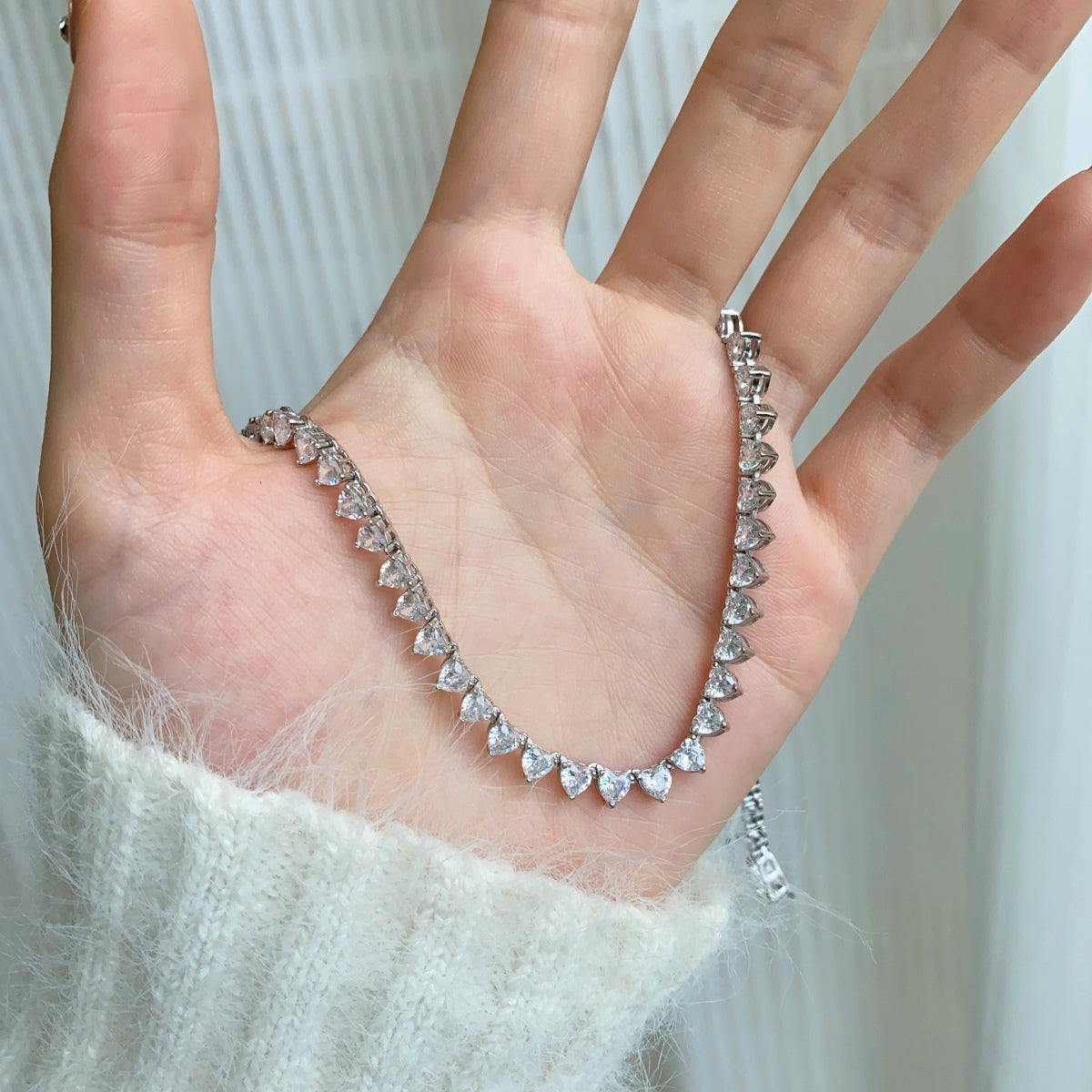 [Regalia jewelry]Ornate Heart Cut Tennis Necklace