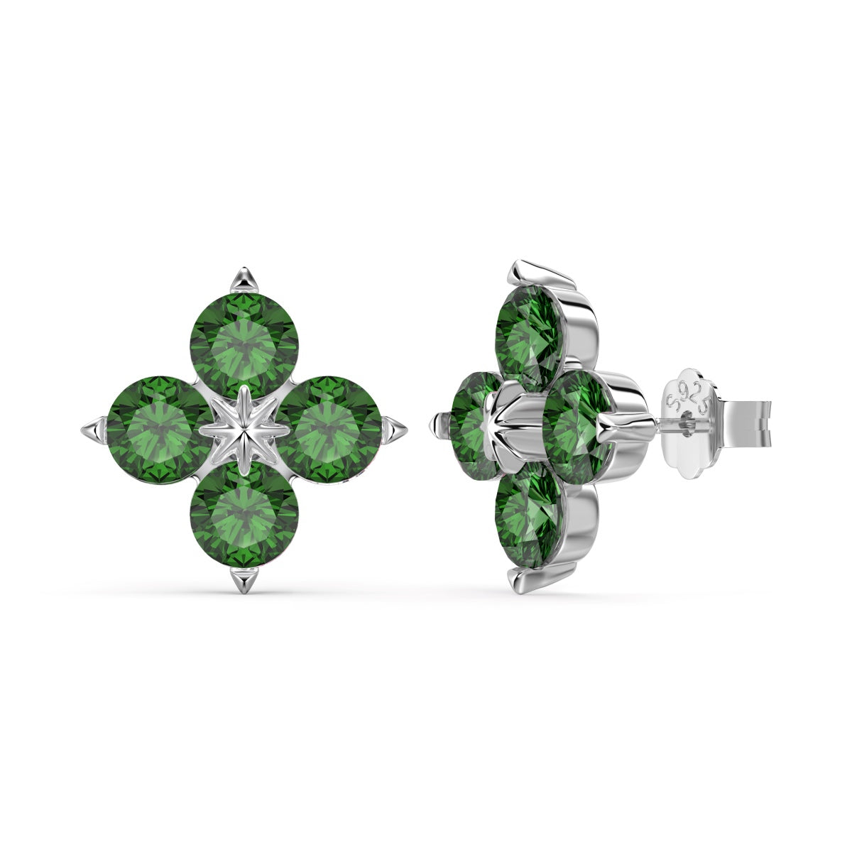 [Regalia jewelry]Four-Leaf Clover Eight-Pointed Star Earrings