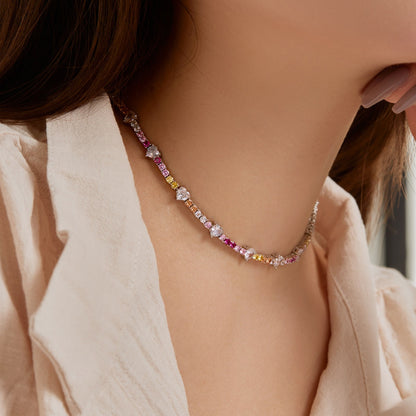 [Regalia jewelry]Delicate Colorful Rainbow Tennis Chain