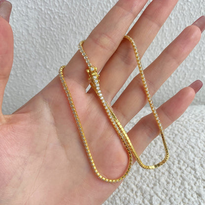 [Regalia jewelry]Delicate Round Shape Tennis Necklace