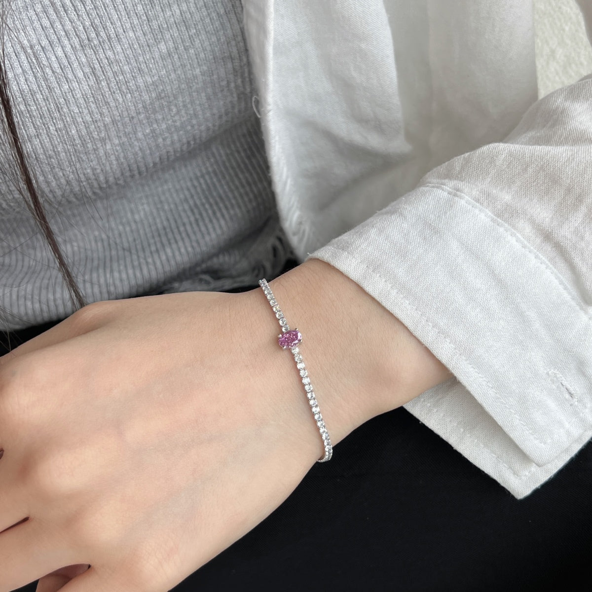 [Regalia jewelry]0.75 Carat Exquisite Oval Cut Daily Bracelet