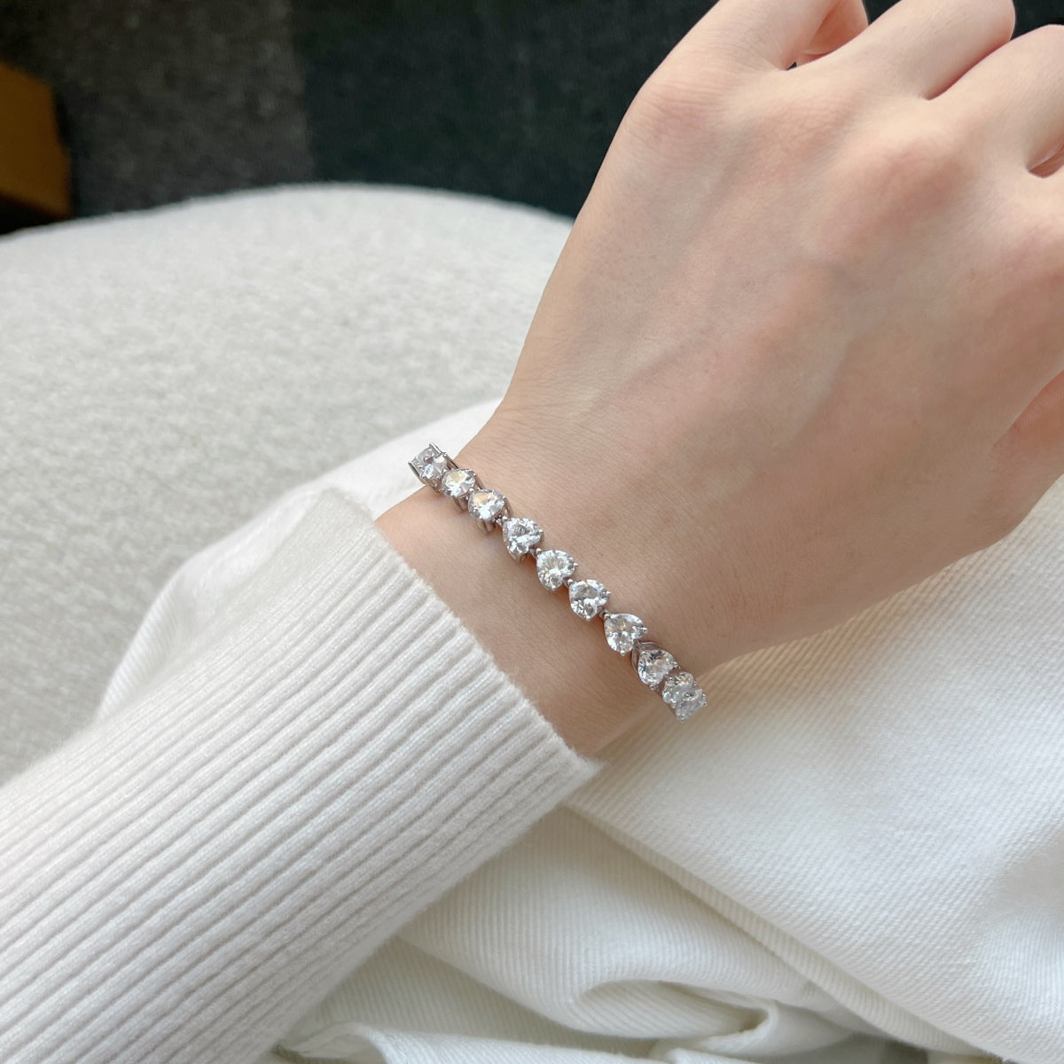 [Regalia jewelry]0.75 Carat Elegant Romantic Heart Shape Lover Bracelet