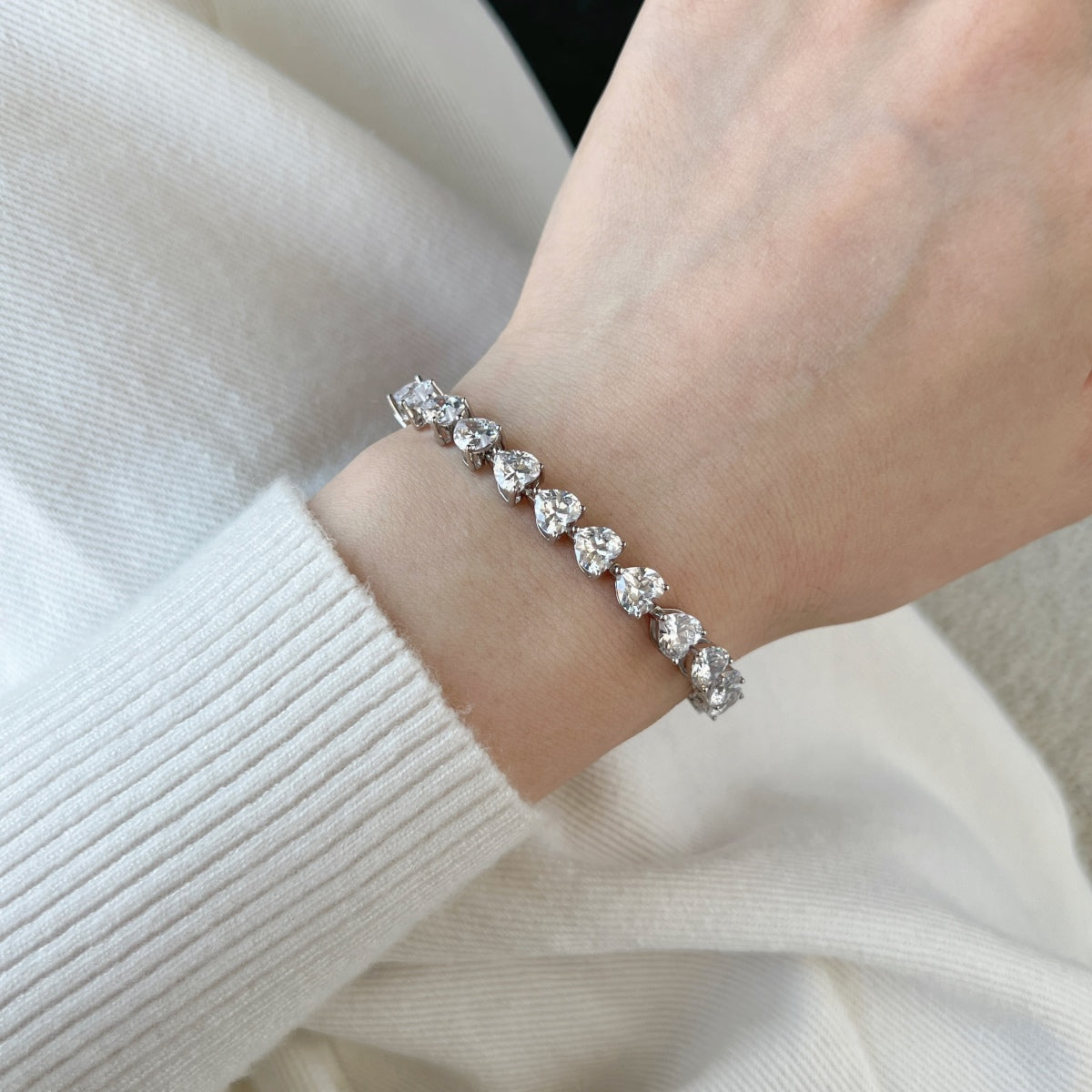 [Regalia jewelry]0.75 Carat Elegant Romantic Heart Shape Lover Bracelet