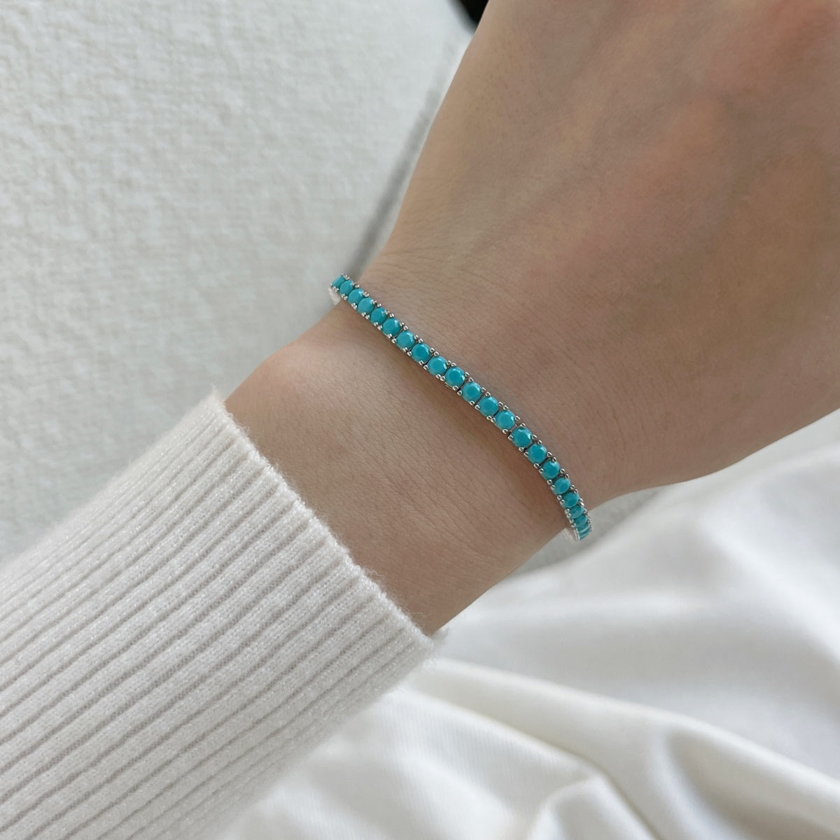 [Regalia jewelry]Dainty Charming Round Cut Tennis Bracelet