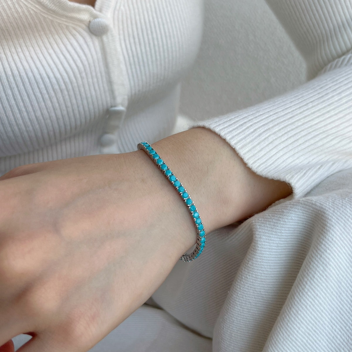 [Regalia jewelry]Dainty Charming Round Cut Tennis Bracelet