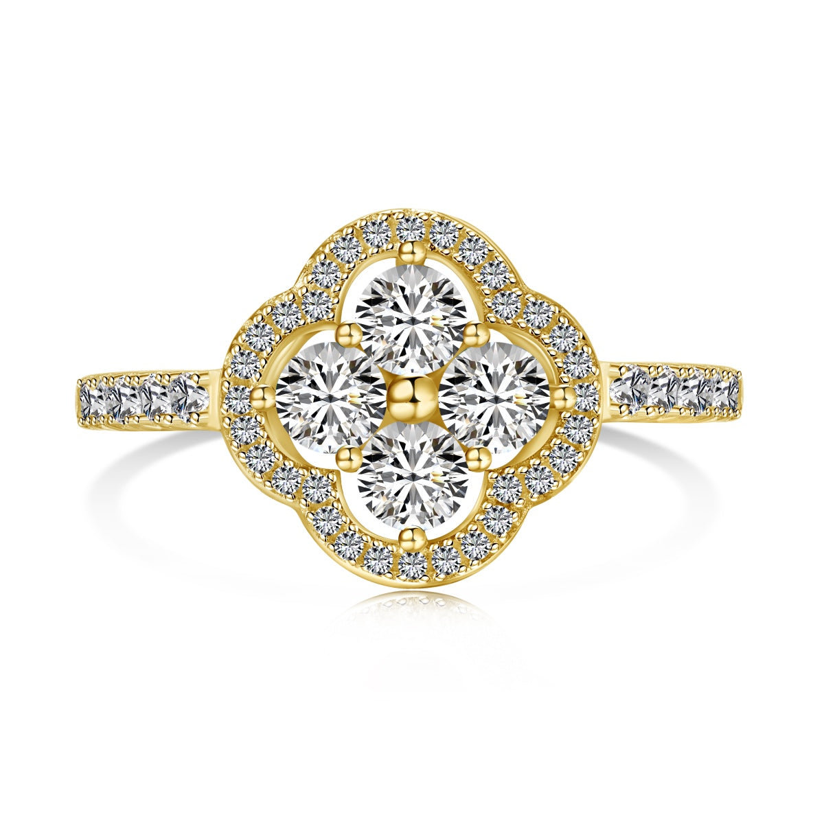 [Regalia jewelry]Four Leaf Clover Flower Design Ring