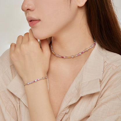 [Regalia jewelry]Romantic Heart Shape Round Cut Lover Bracelet