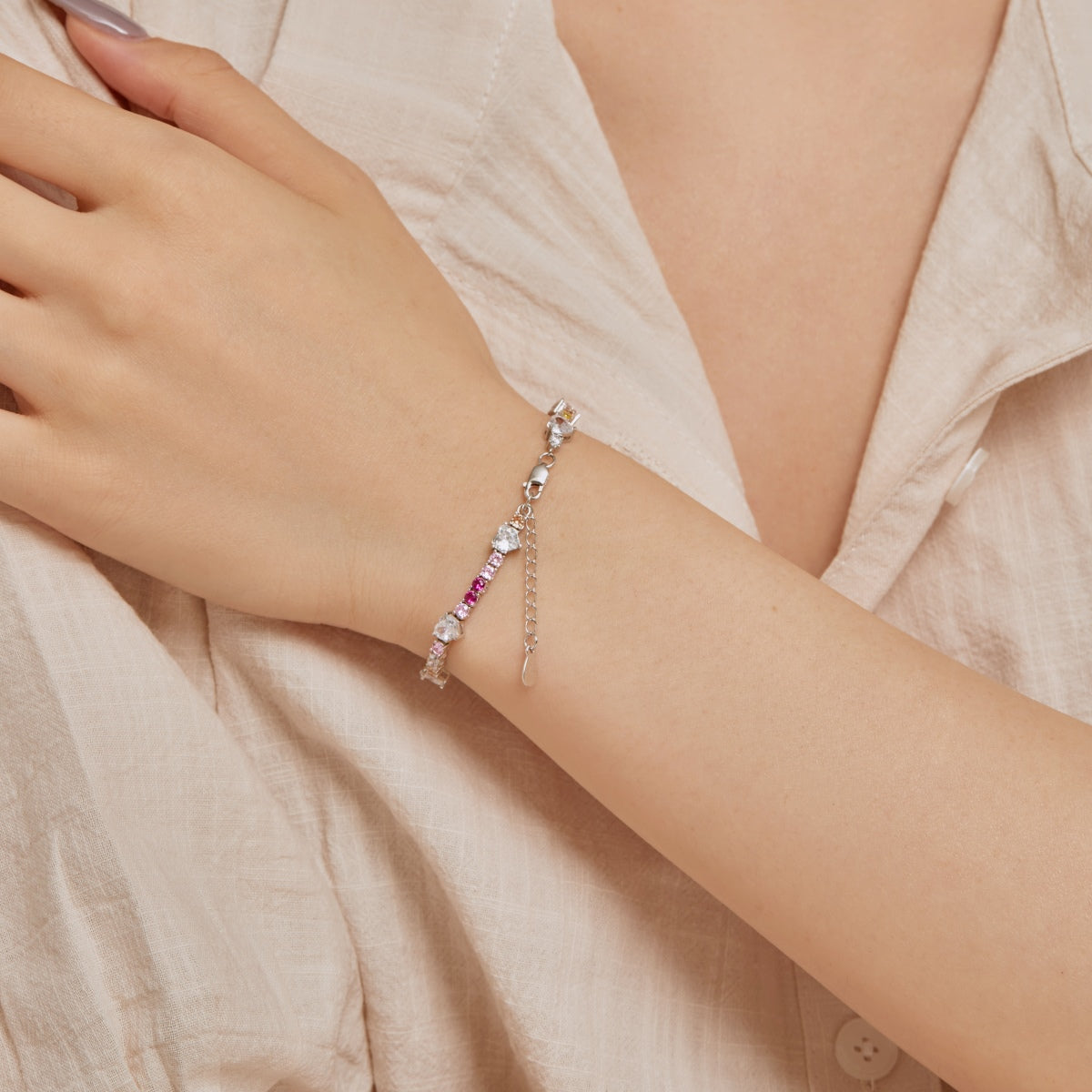 [Regalia jewelry]Romantic Heart Shape Round Cut Lover Bracelet