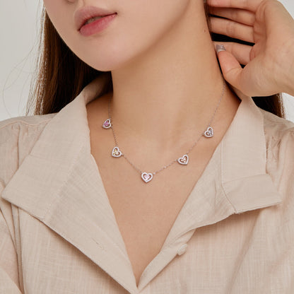 [Regalia jewelry]Sparkling Five Heart Necklace