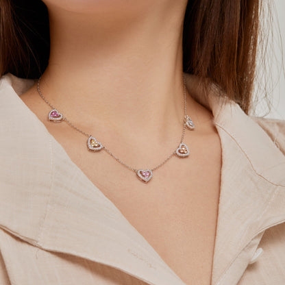 [Regalia jewelry]Sparkling Five Heart Necklace