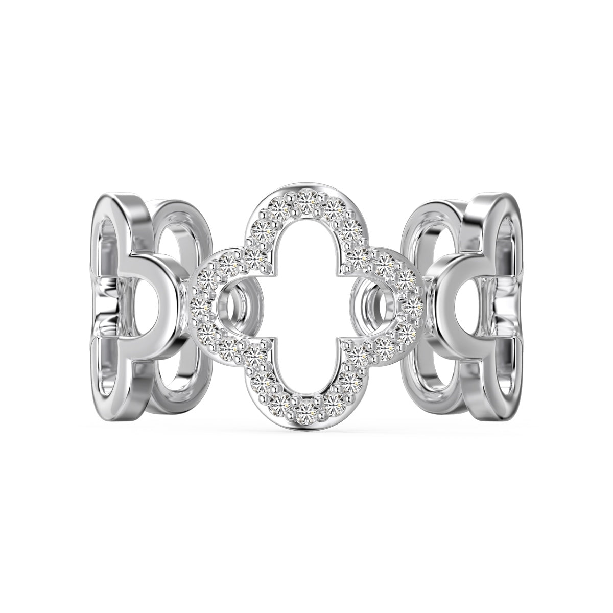 [Regalia jewelry]Hollow Design Four-Leaf Clover Flower Shape Ring