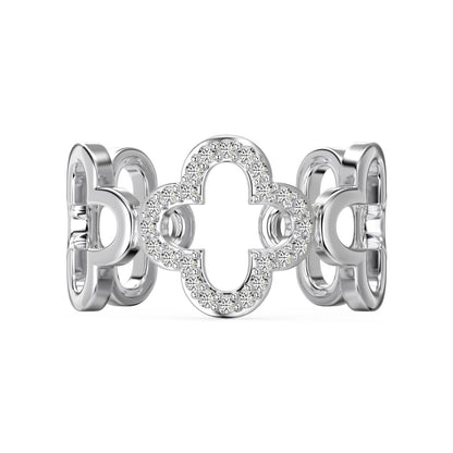 [Regalia jewelry]Hollow Design Four-Leaf Clover Flower Shape Ring