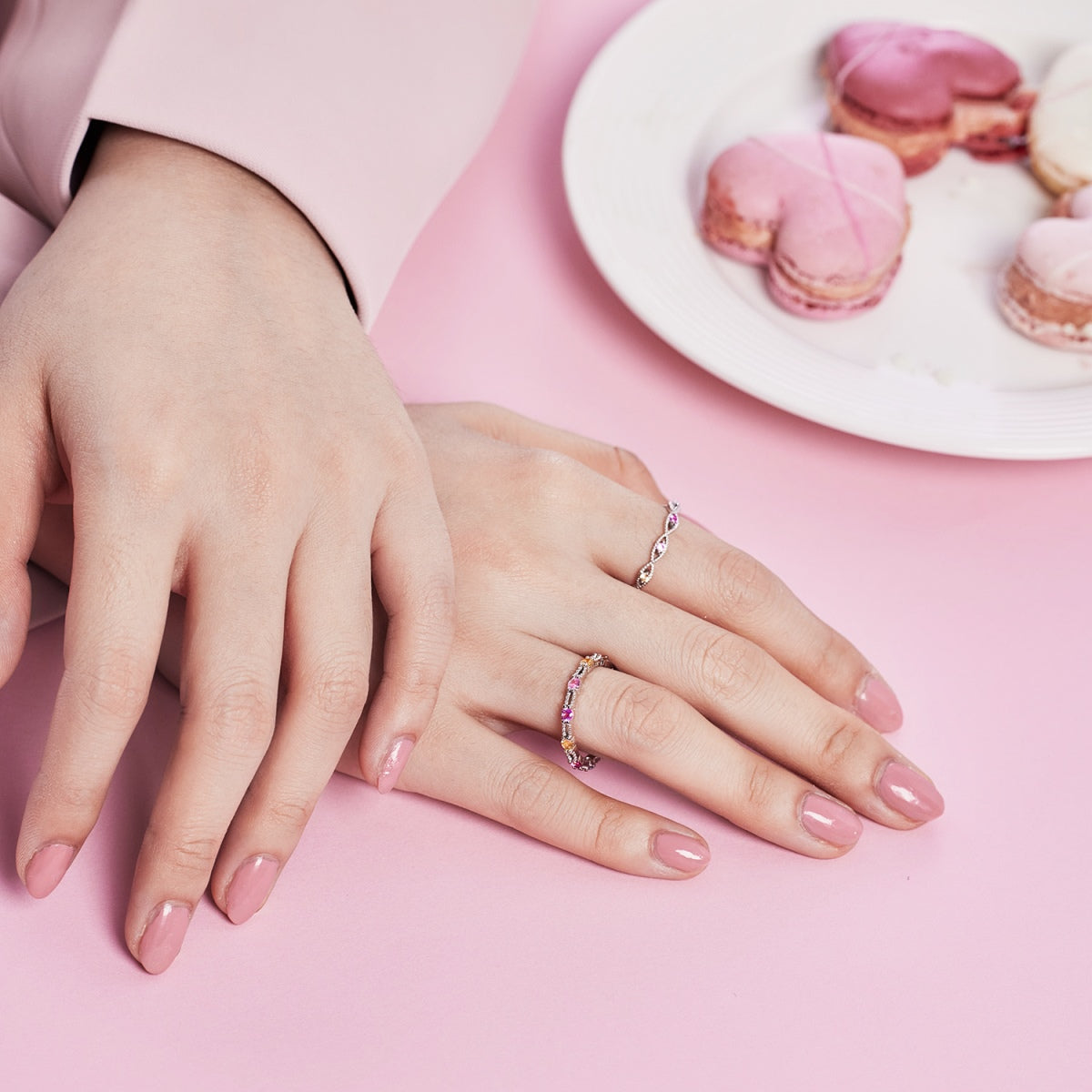 [Regalia jewelry]Sparkling Colorful Round Cut Tennis Ring