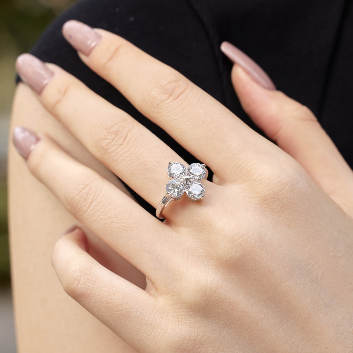 [Regalia jewelry]Four-Leaf Clover Eight-Pointed Star Ring