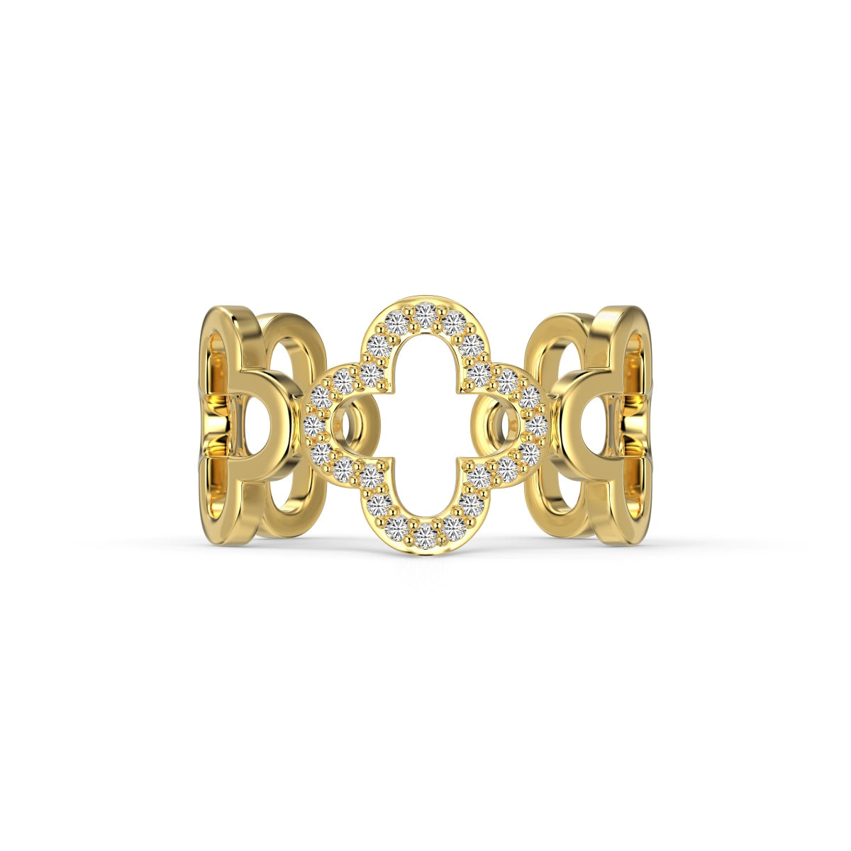 [Regalia jewelry]Hollow Design Four-Leaf Clover Flower Shape Ring