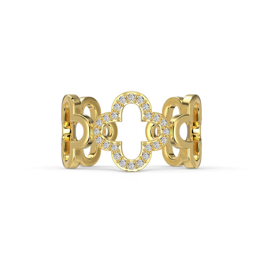[Regalia jewelry]Hollow Design Four-Leaf Clover Flower Shape Ring