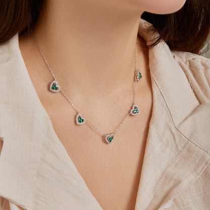 [Regalia jewelry]Sparkling Five Heart Necklace