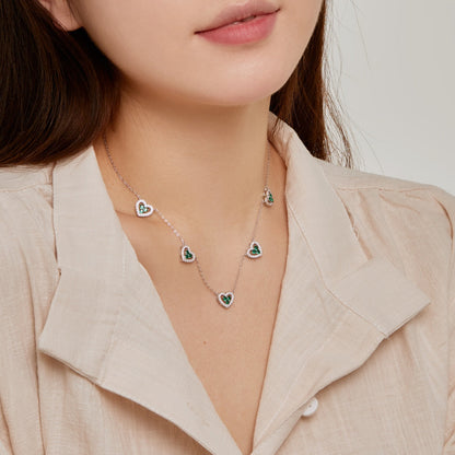 [Regalia jewelry]Sparkling Five Heart Necklace