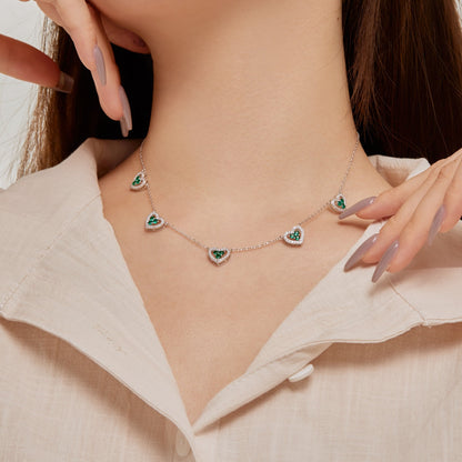 [Regalia jewelry]Sparkling Five Heart Necklace
