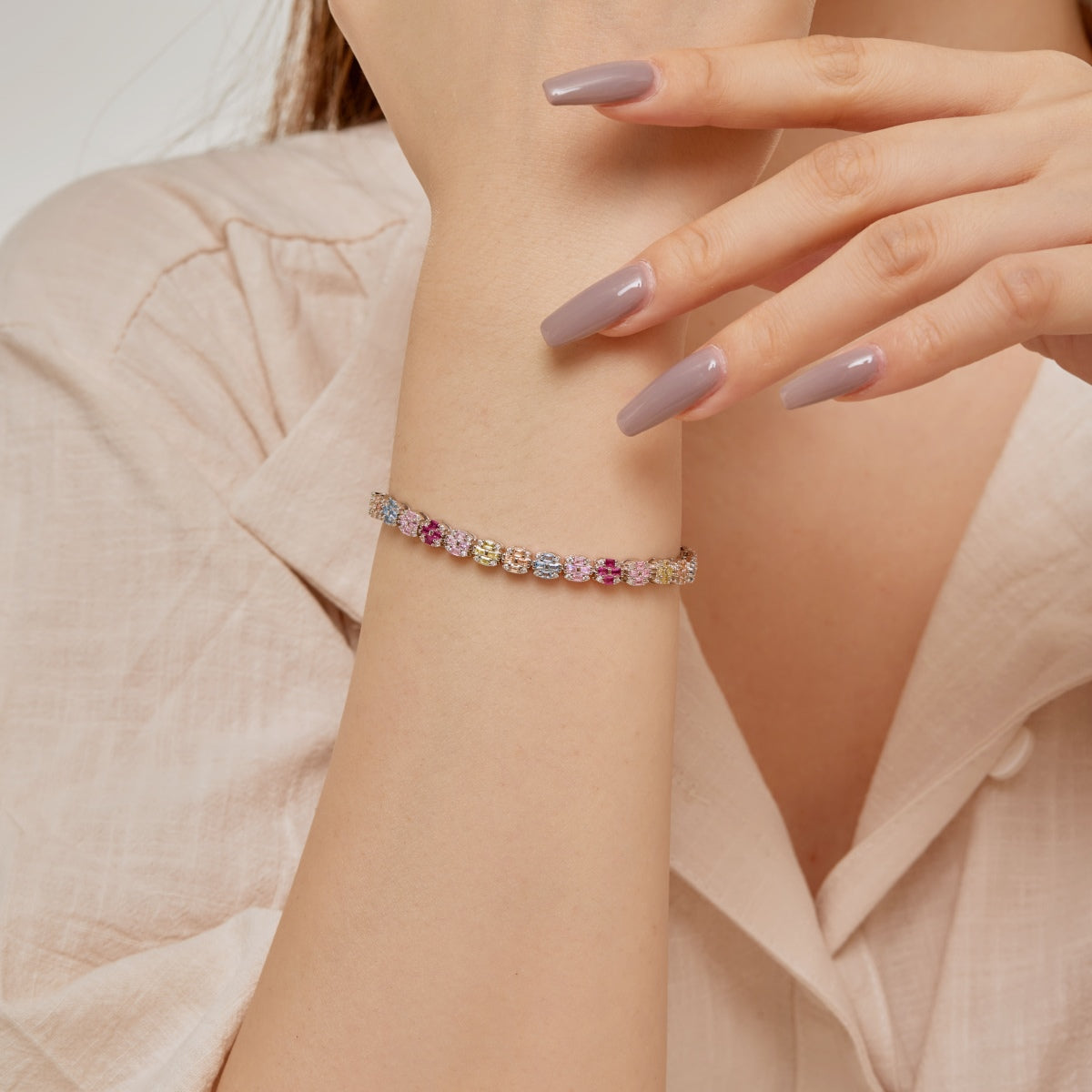 [Regalia jewelry]Delicate Colorful Emerald Cut Daily Bracelet