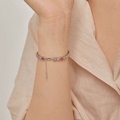 [Regalia jewelry]Delicate Colorful Emerald Cut Daily Bracelet